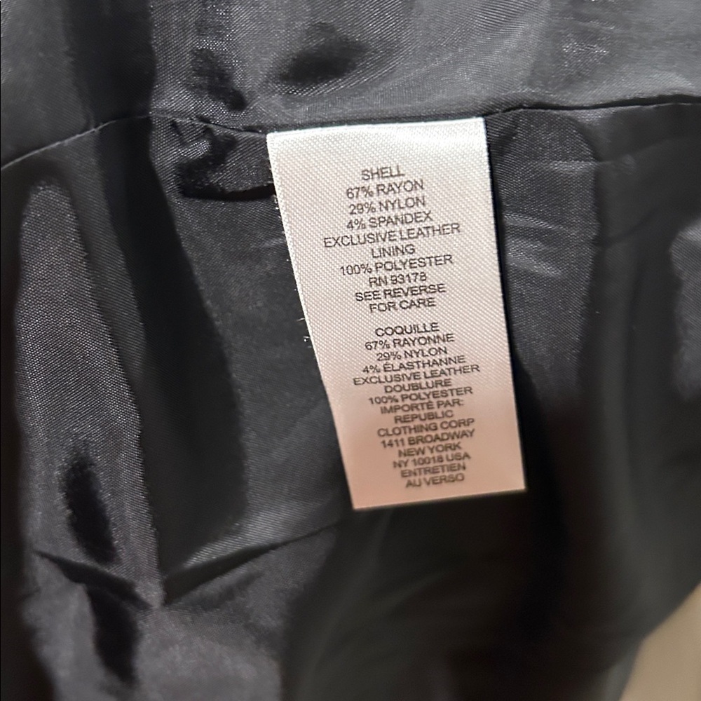 NWT T Tahari Black Collarless Open Front Faux Leather Trim Jacket Blazer M - Picture 5 of 9